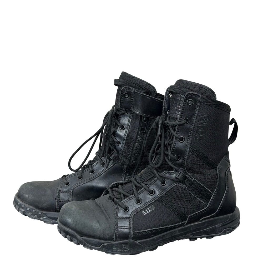 5.11 Tactical A/T 8 Side Zip Boots Men 10 Black ATLAS Combat Duty